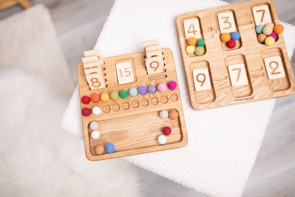 Montessori sorting tray with SQUARE sections, with numbers 1-10