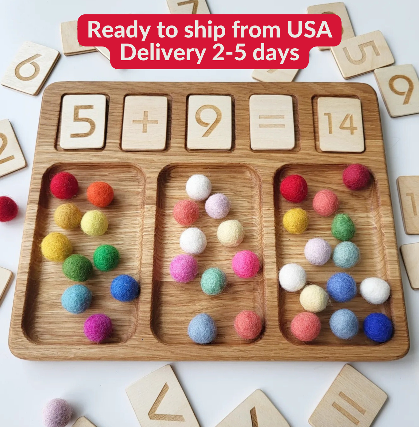 Math Board 1-20 with Trays & Rainbow Felt Balls | Educational Math Tools for Kids