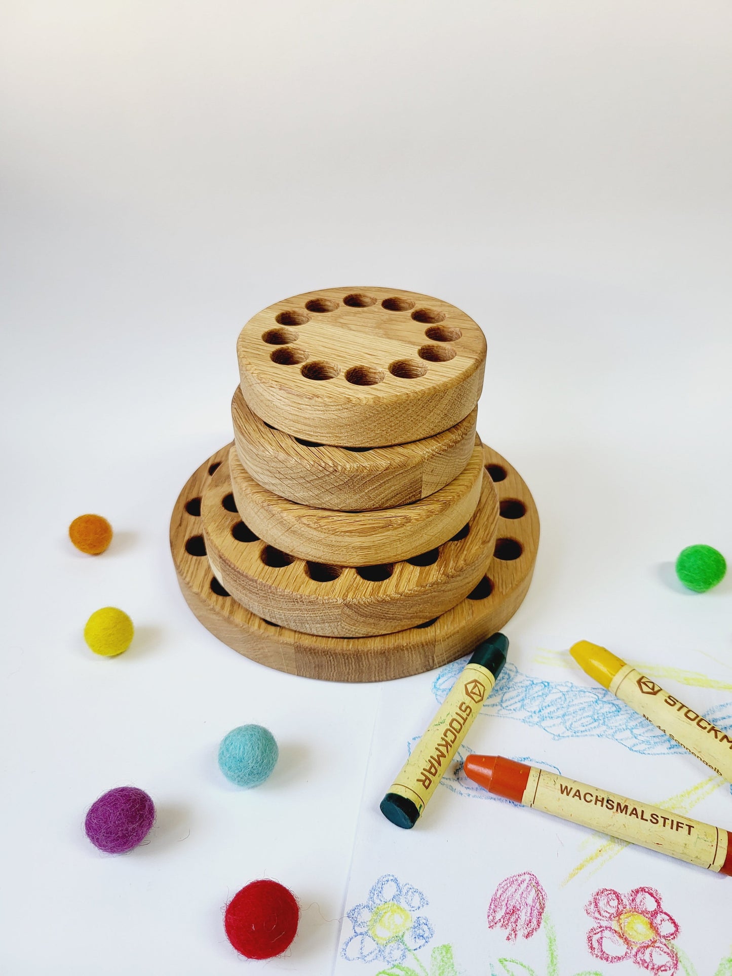 Wooden crayon holder for Stockmar 32 sticks