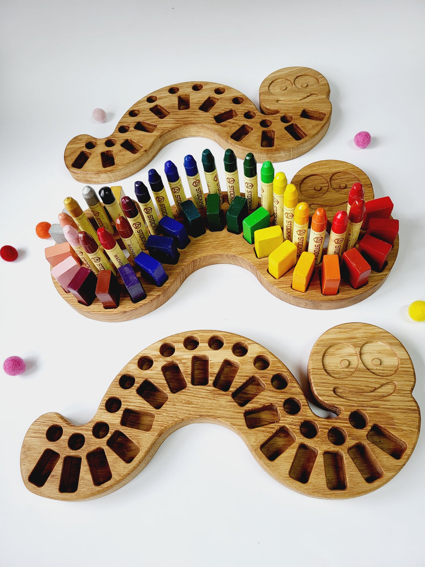 Crayon Holder for Stockmar blocks and sticks Caterpillar shape, different variations