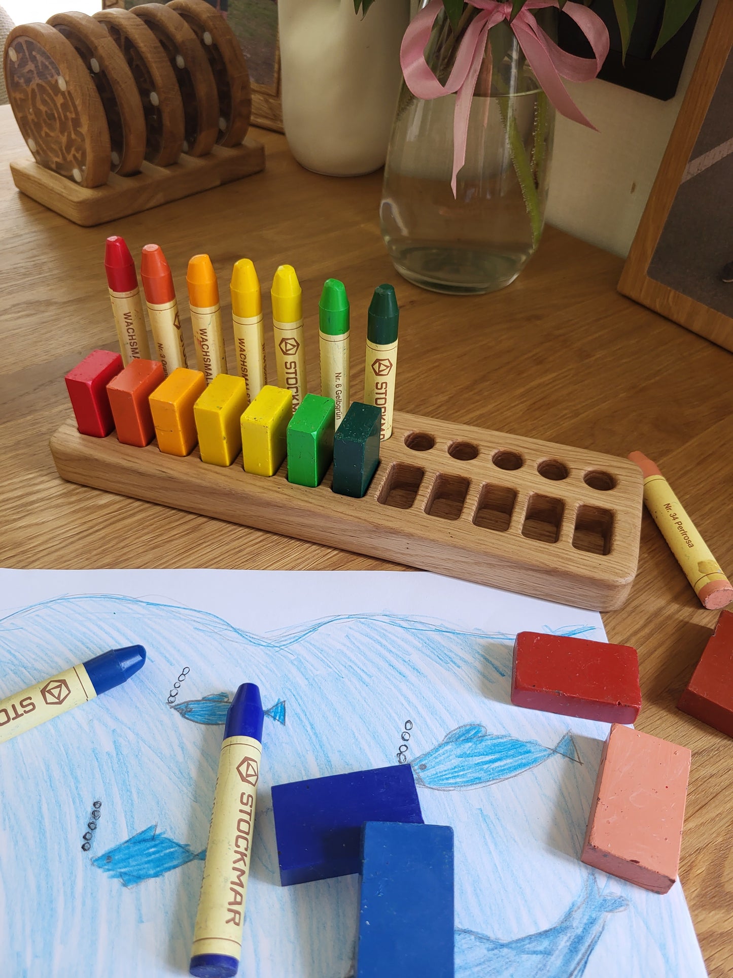 Waldorf Crayon holder for Stockmar 12 Blocks and 12 Sticks, RECTANGULAR, without crayons