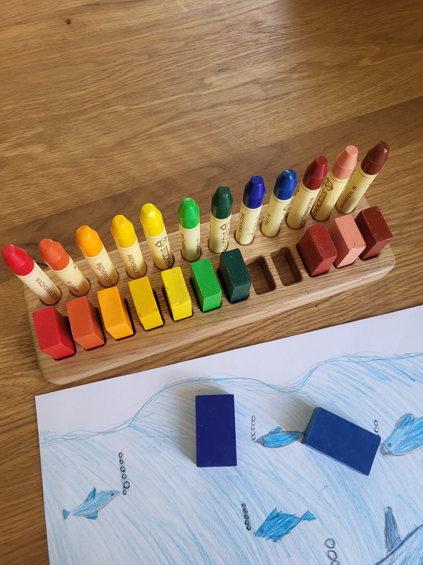 Waldorf Crayon holder for Stockmar 12 Blocks and 12 Sticks, RECTANGULAR, without crayons