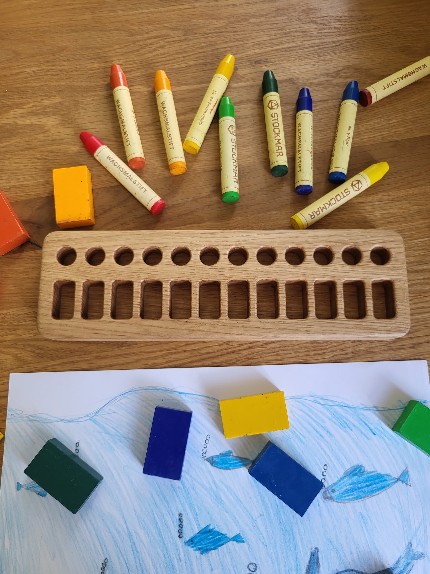 Waldorf Crayon holder for Stockmar 12 Blocks and 12 Sticks, RECTANGULAR, without crayons
