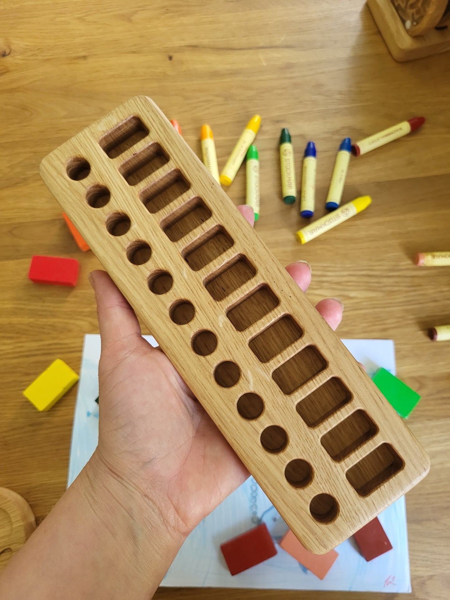 Waldorf Crayon holder for Stockmar 12 Blocks and 12 Sticks, RECTANGULAR, without crayons