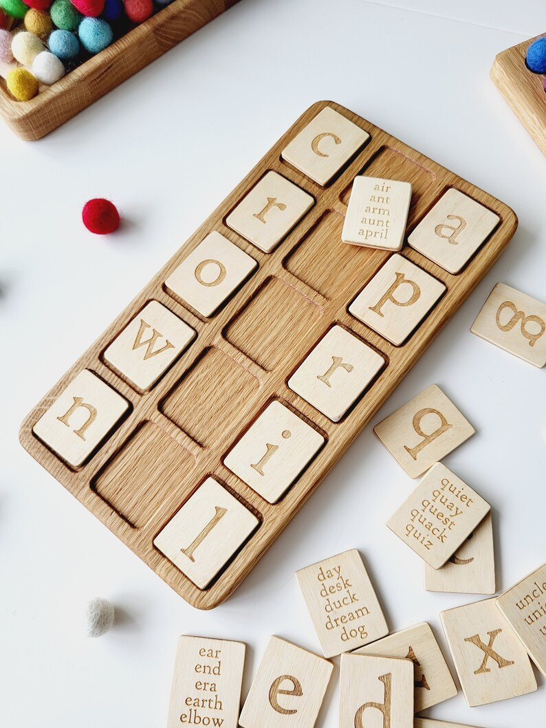 Montessori Alphabet wooden board 3×5 with letters cards