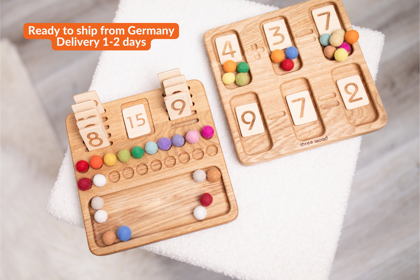 Wooden Math board 1-20 with set of numbers cards
