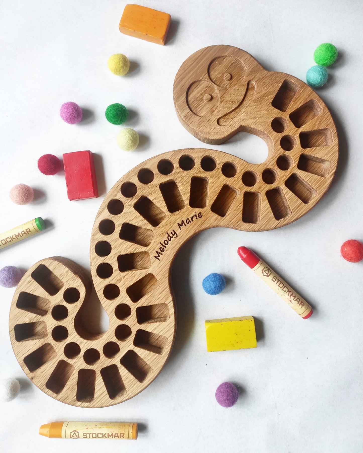 Crayon Holder for Stockmar blocks and sticks Caterpillar shape, different variations