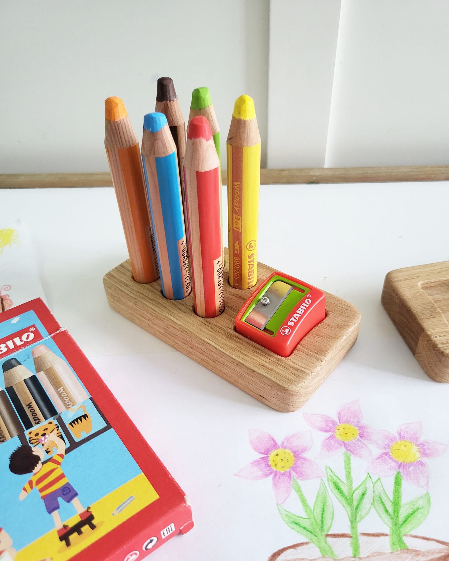 Stabilo Pencil Holder for 6 Woody Pencils – Homeschool & Classroom Desk Organizer