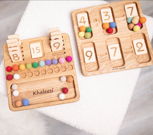Montessori Math reversible board with number cards 1-20