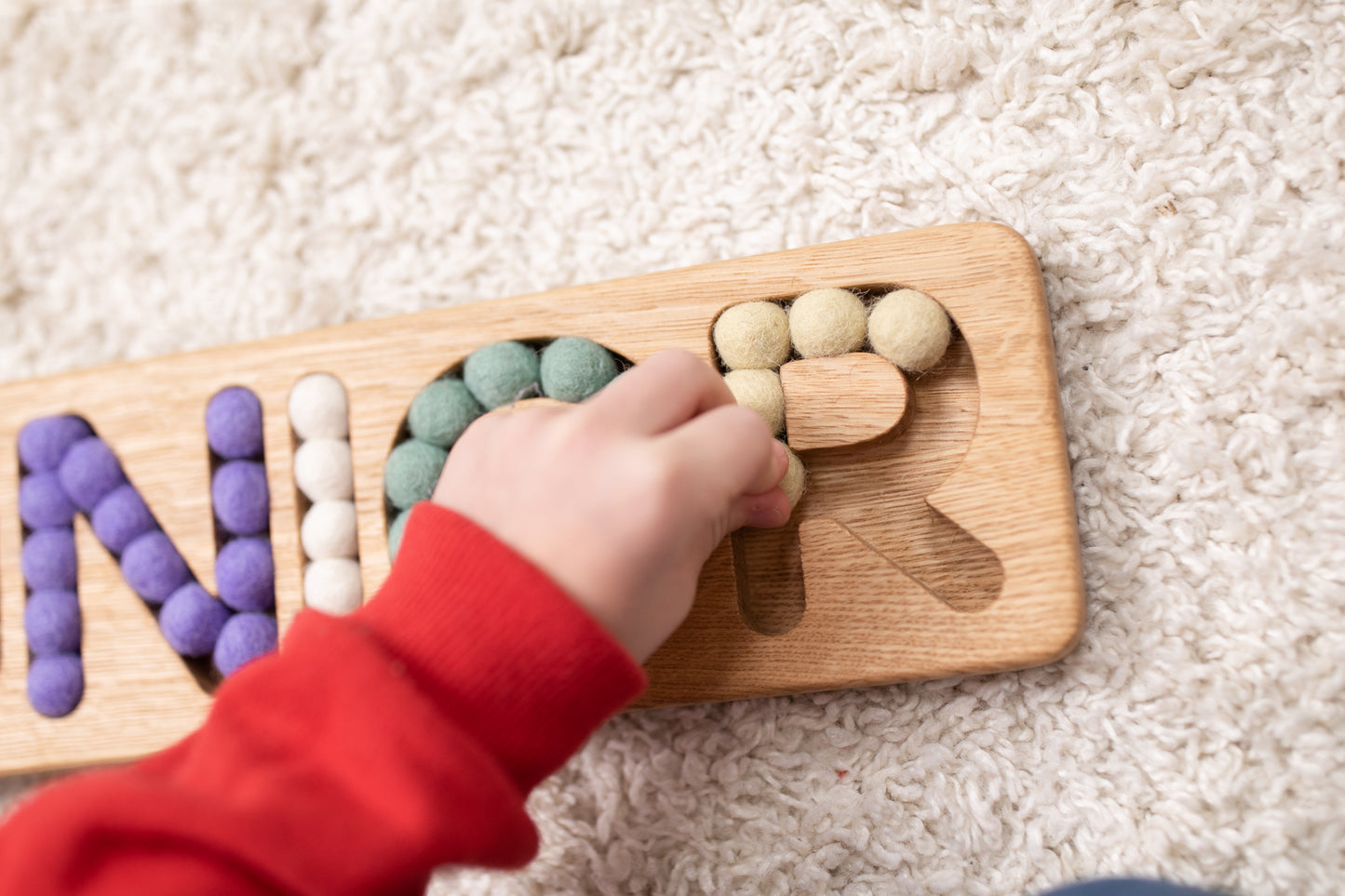 Personalized gift for kids, name board with felt balls