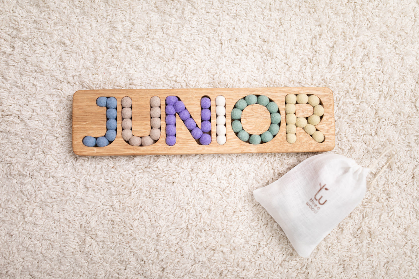 Personalized gift for kids, name board with felt balls