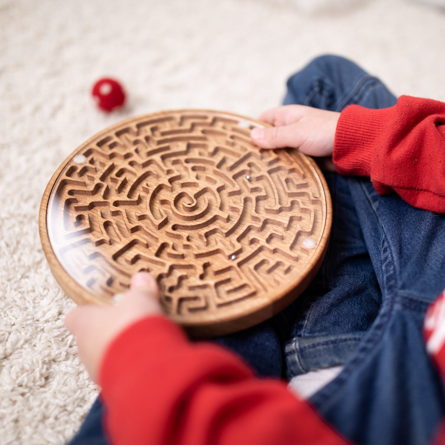 Double-sided wooden labyrinth game, maze