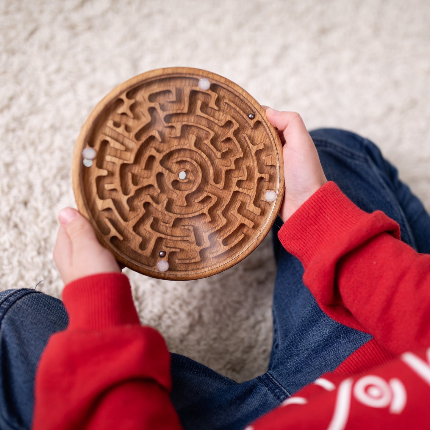 Double-sided wooden labyrinth game, maze