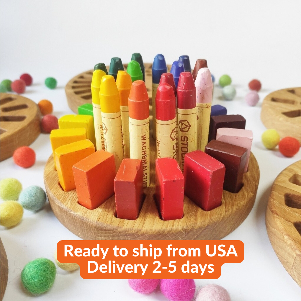 Waldorf Crayon holder for Stockmar 16 Blocks and 16 Sticks ROUND without crayons