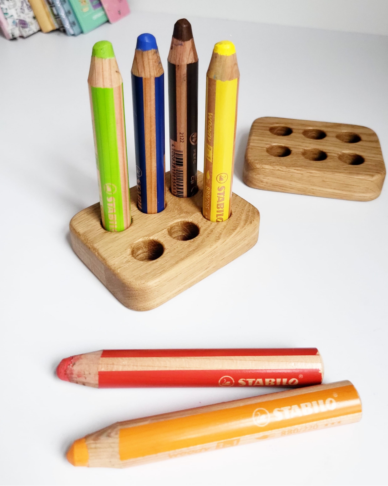 Stabilo Pencil Holder for 6 Woody Pencils – Homeschool & Classroom Desk Organizer