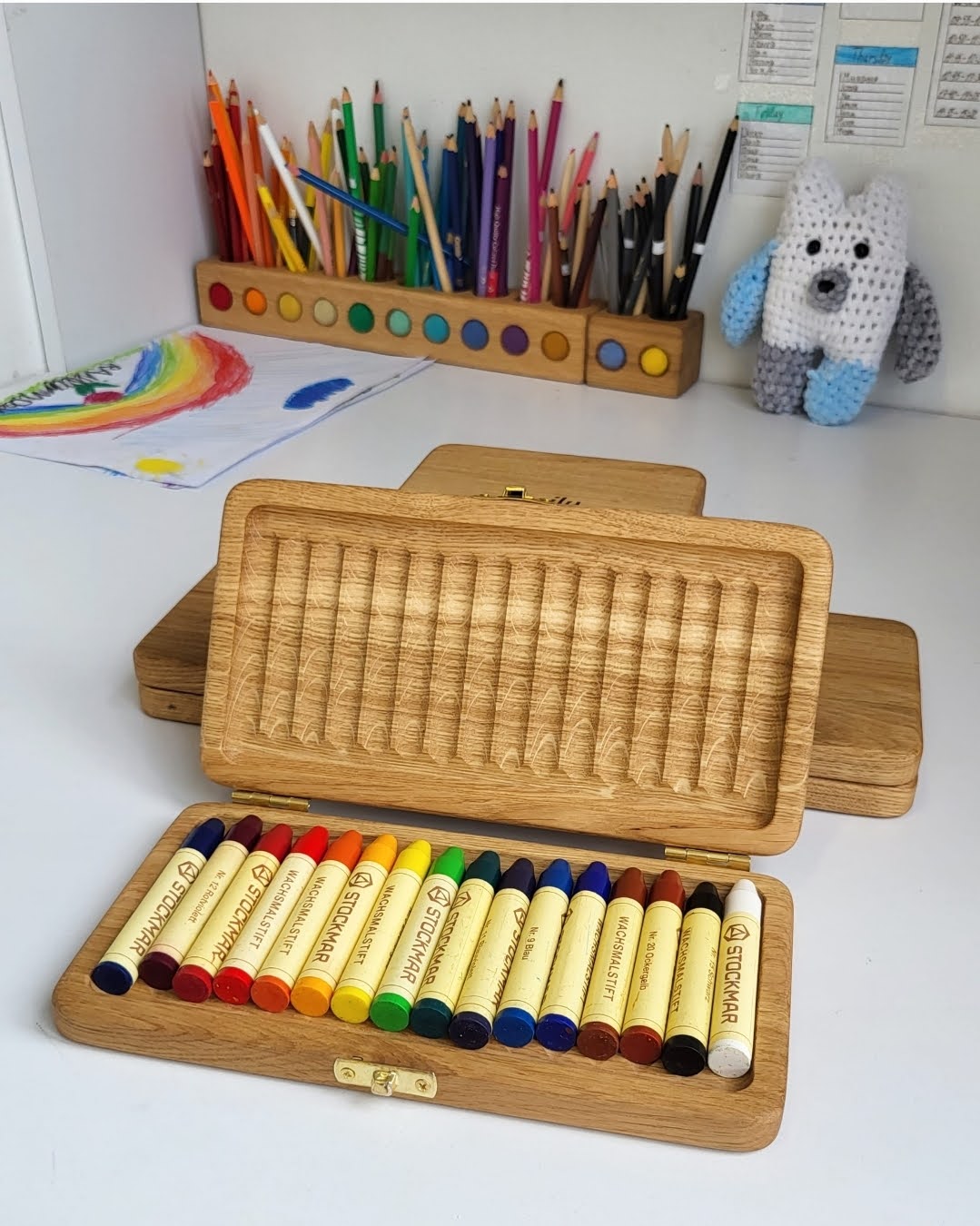 Crayon case for Stockmar 16 sticks Waldorf crayon holder without crayons
