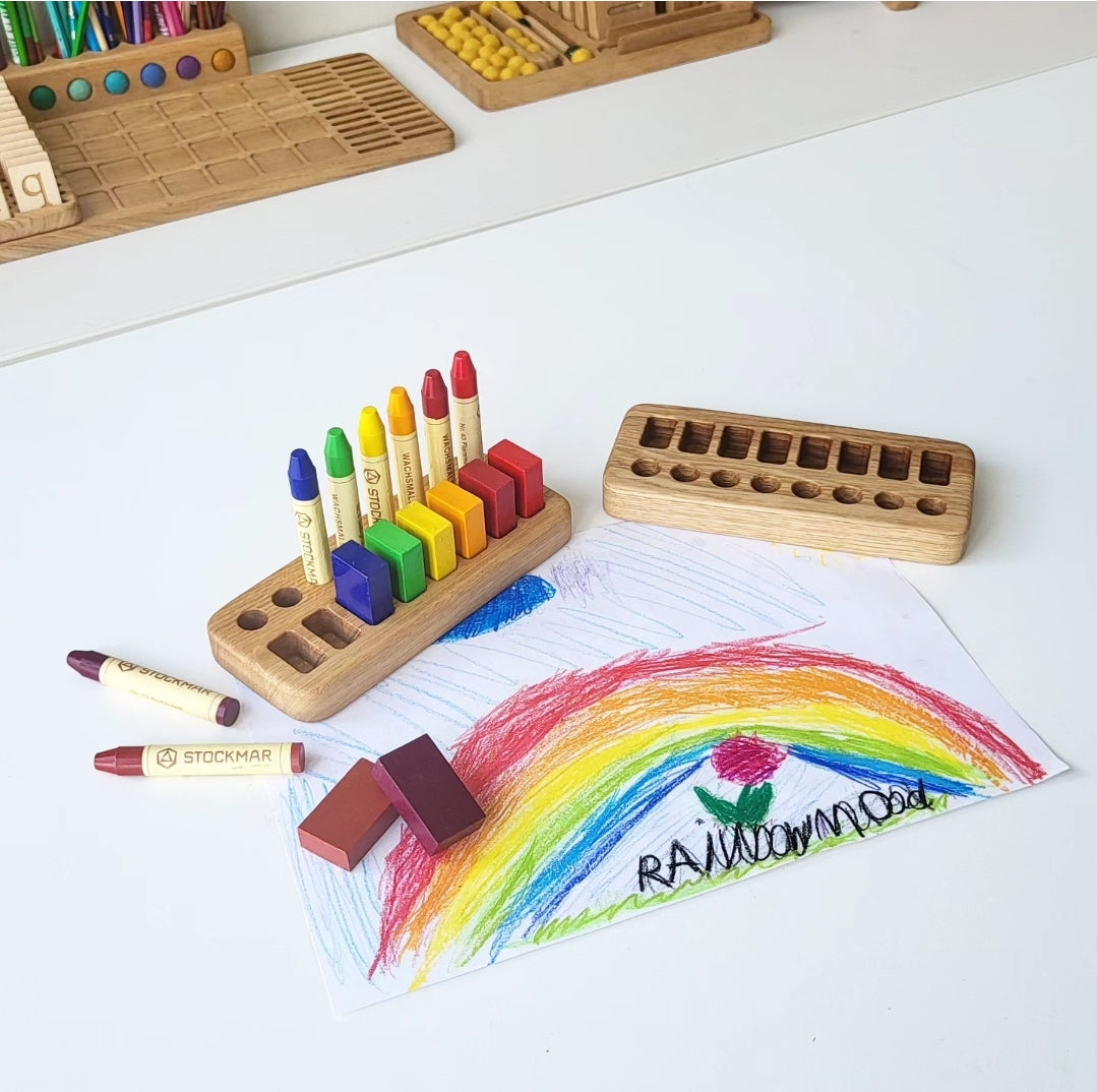 Waldorf Crayon holder for Stockmar 8 Blocks and 8 Sticks, RECTANGULAR, without crayons