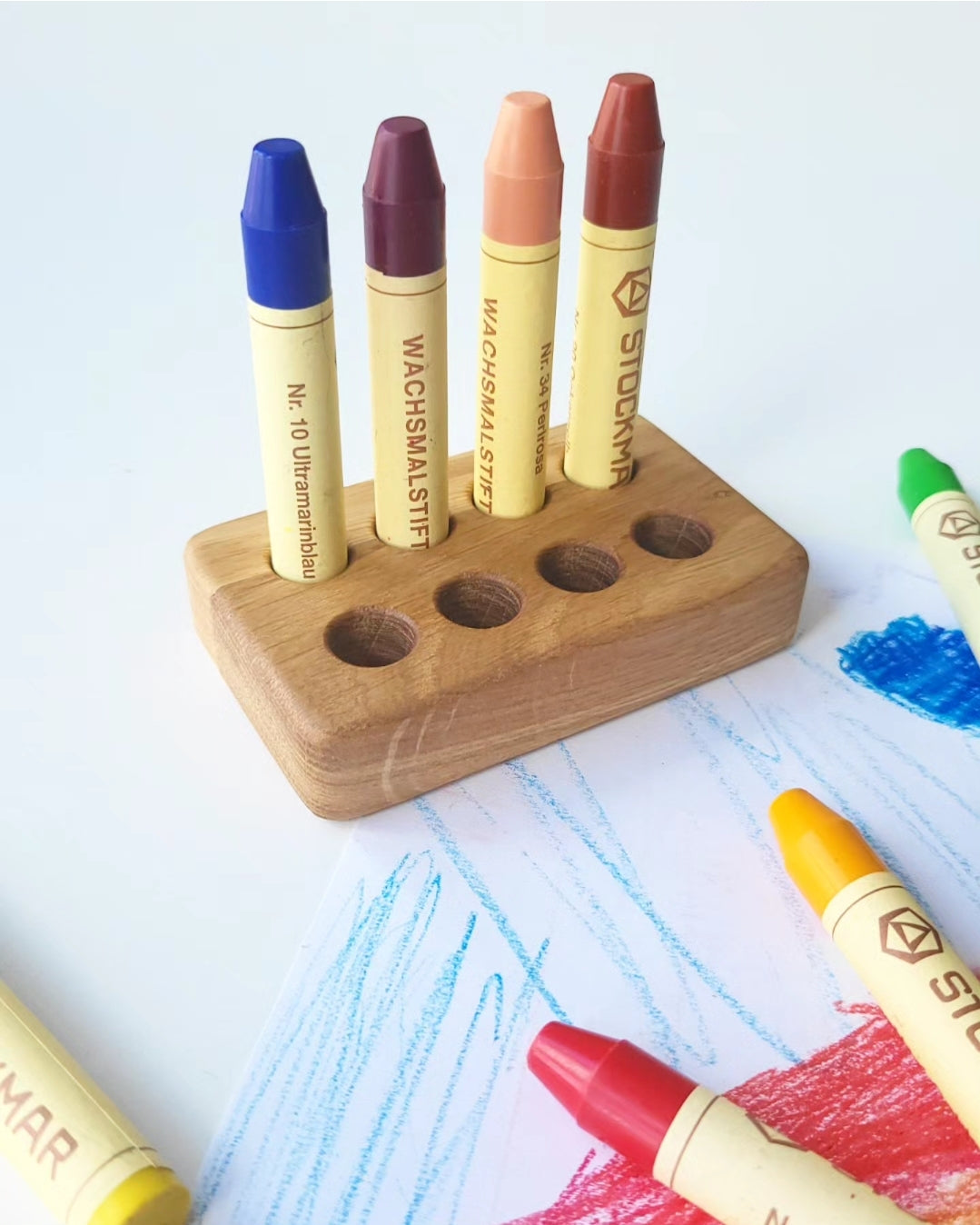 Rectangular crayon holder for 8 Stockmar sticks