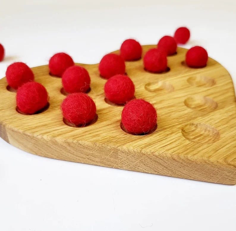 Wooden heart for fine motor skills