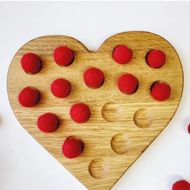 Wooden heart for fine motor skills