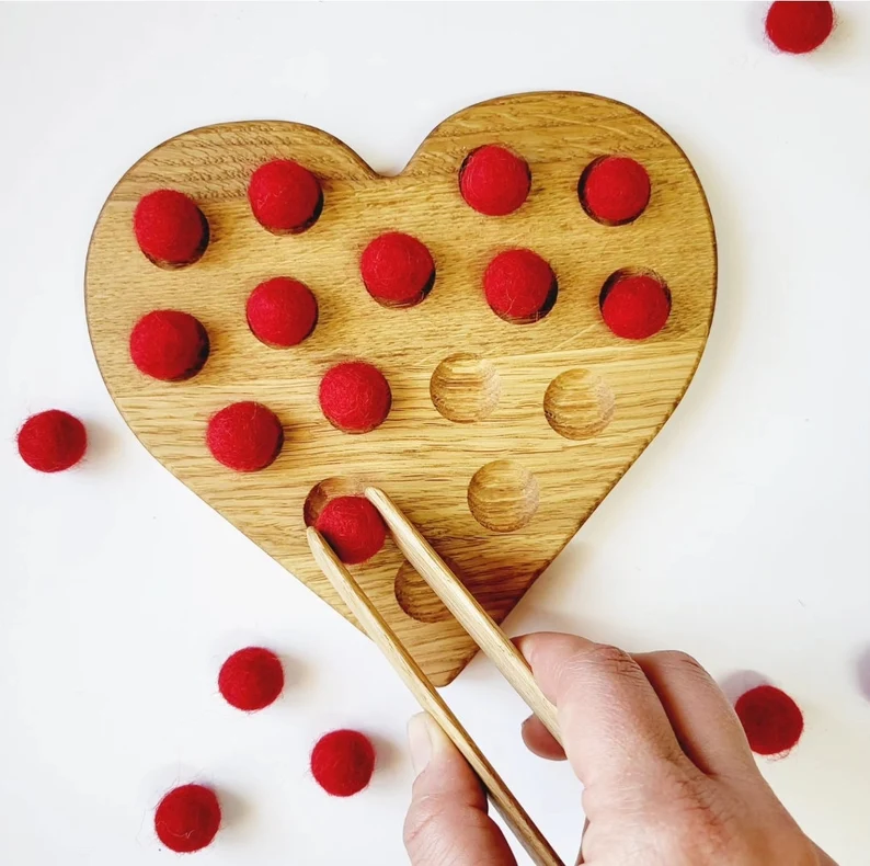 Wooden heart for fine motor skills