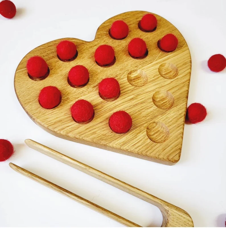 Wooden heart for fine motor skills