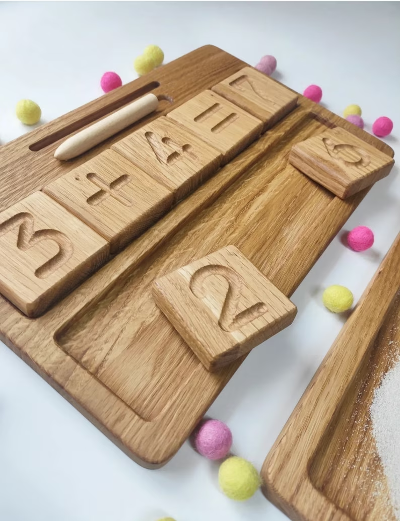 Montessori numbers reversible blocks or cards with sand tray