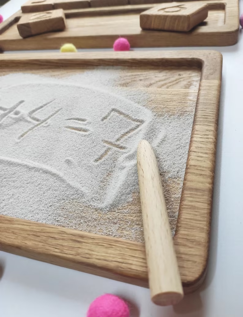 Montessori numbers reversible blocks or cards with sand tray