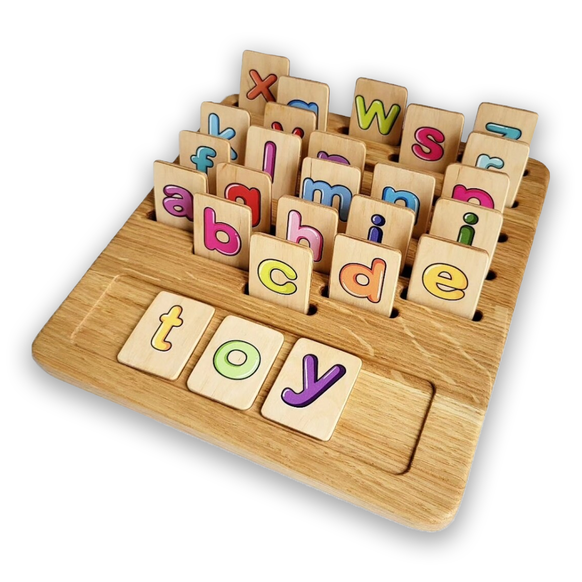 Gift for toddler Alphabet board with colored lowercase letters