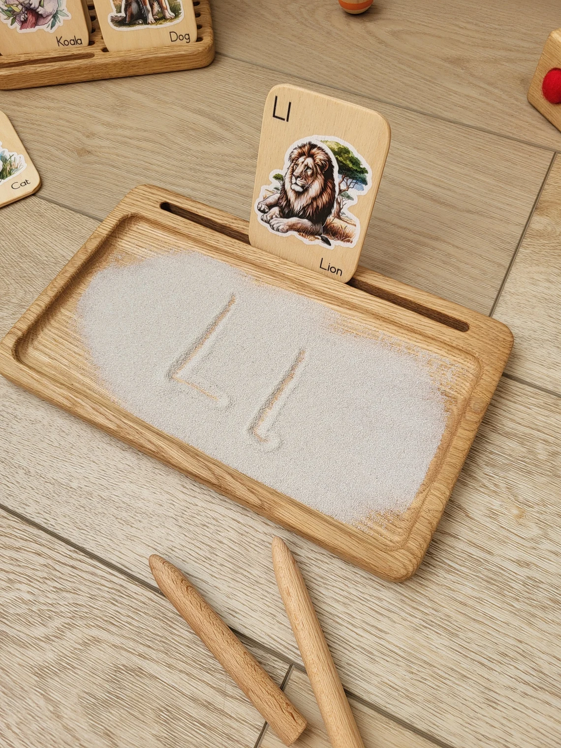 Montessori Learning Sand Tray with Card Holder