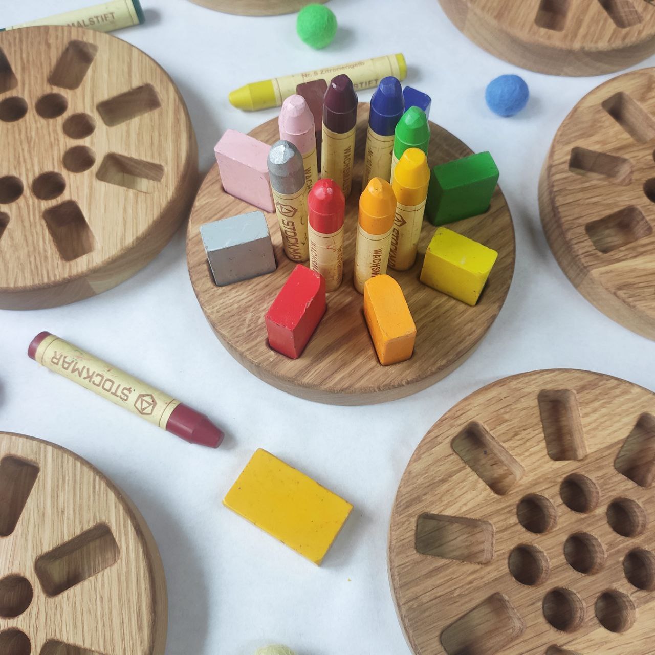 Waldorf Crayon round holder for Stockmar 8 Blocks and 8 Sticks ROUND, without crayons