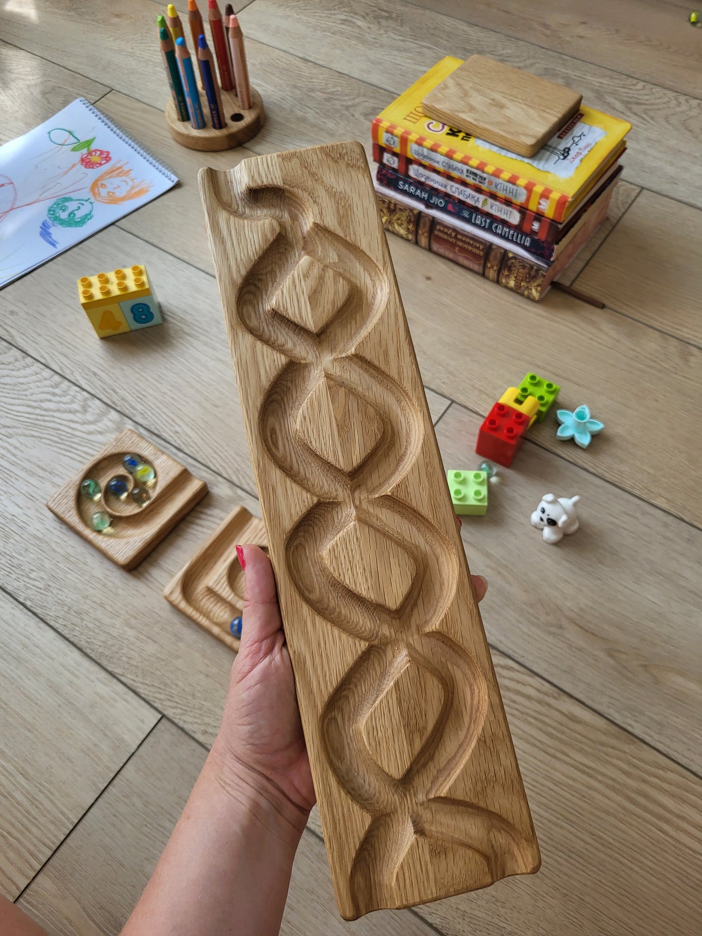 Wooden marble run track race