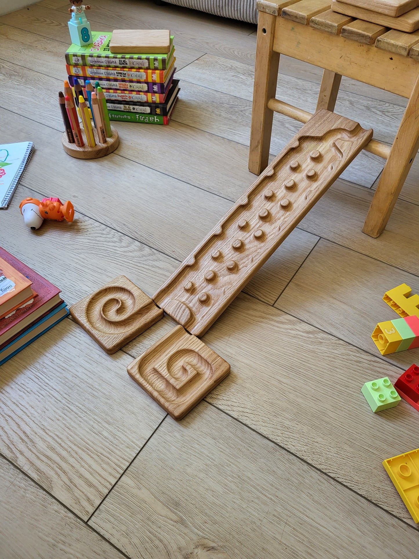 Wooden marble run track race