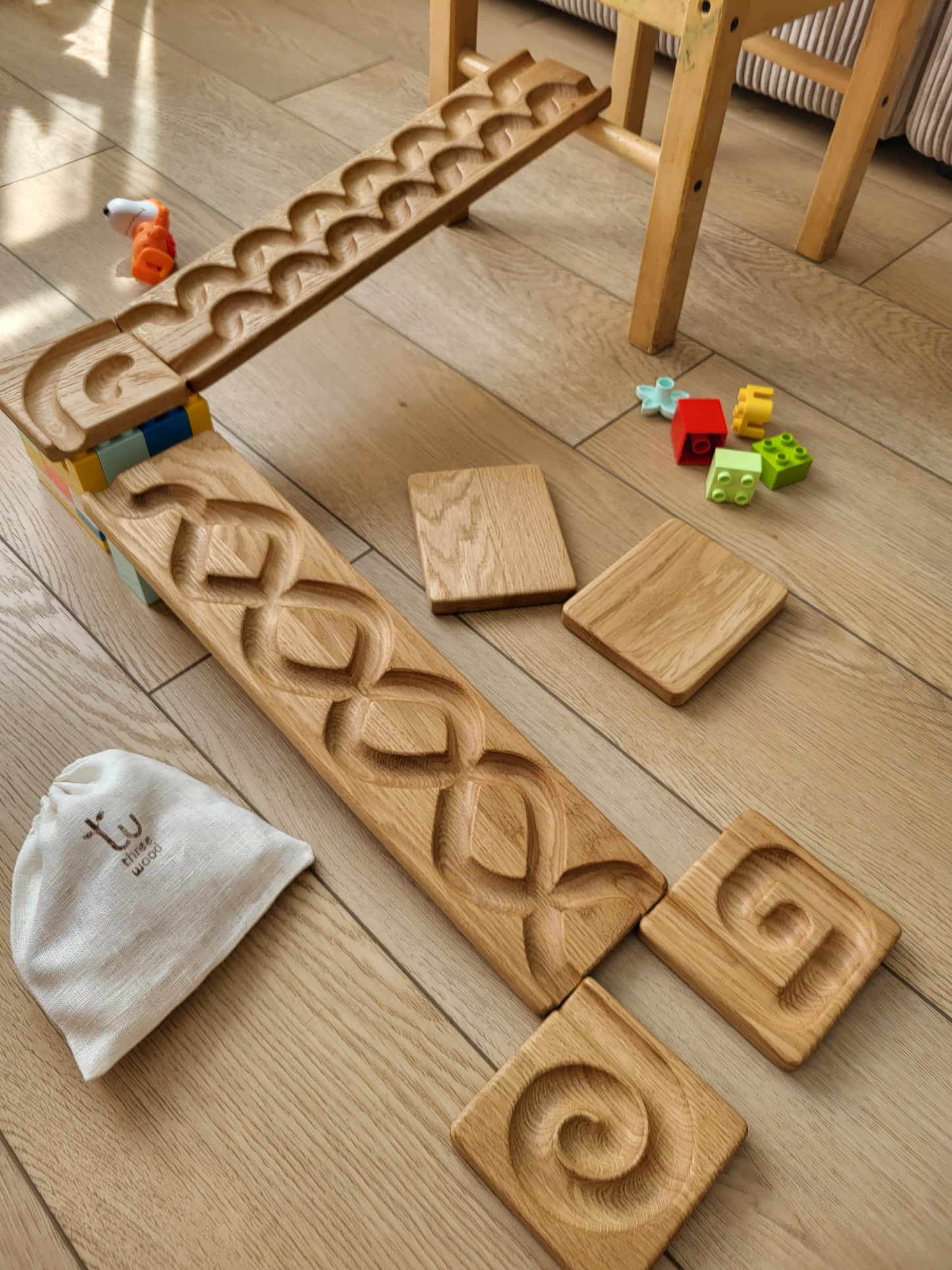 Wooden marble run track race