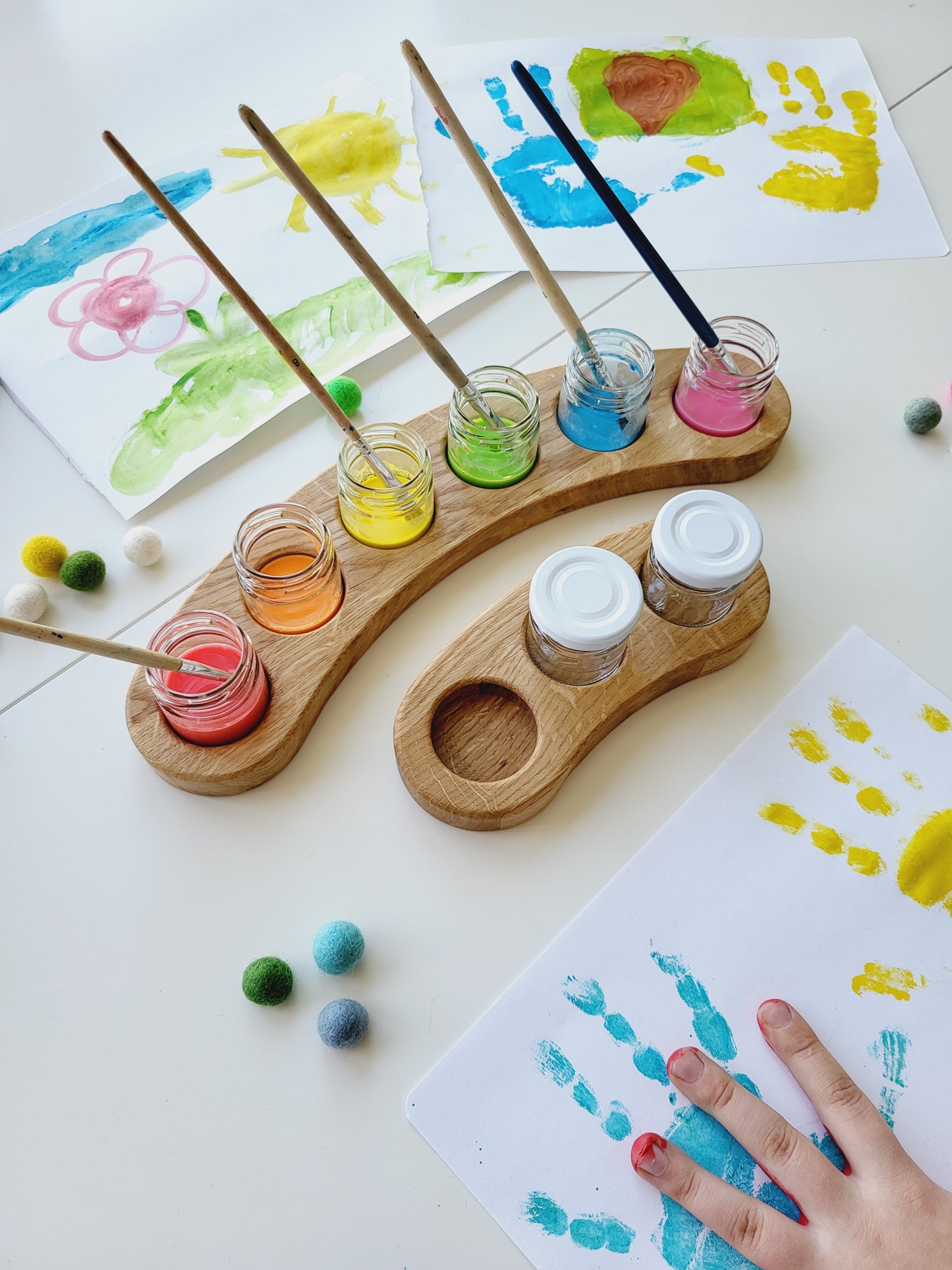 Paint jar holder ark shape for 3 or 6 jars