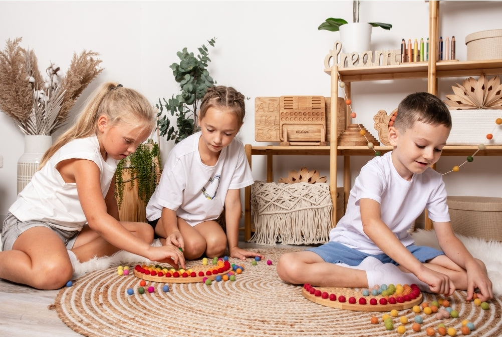 Rainbow board with felt balls