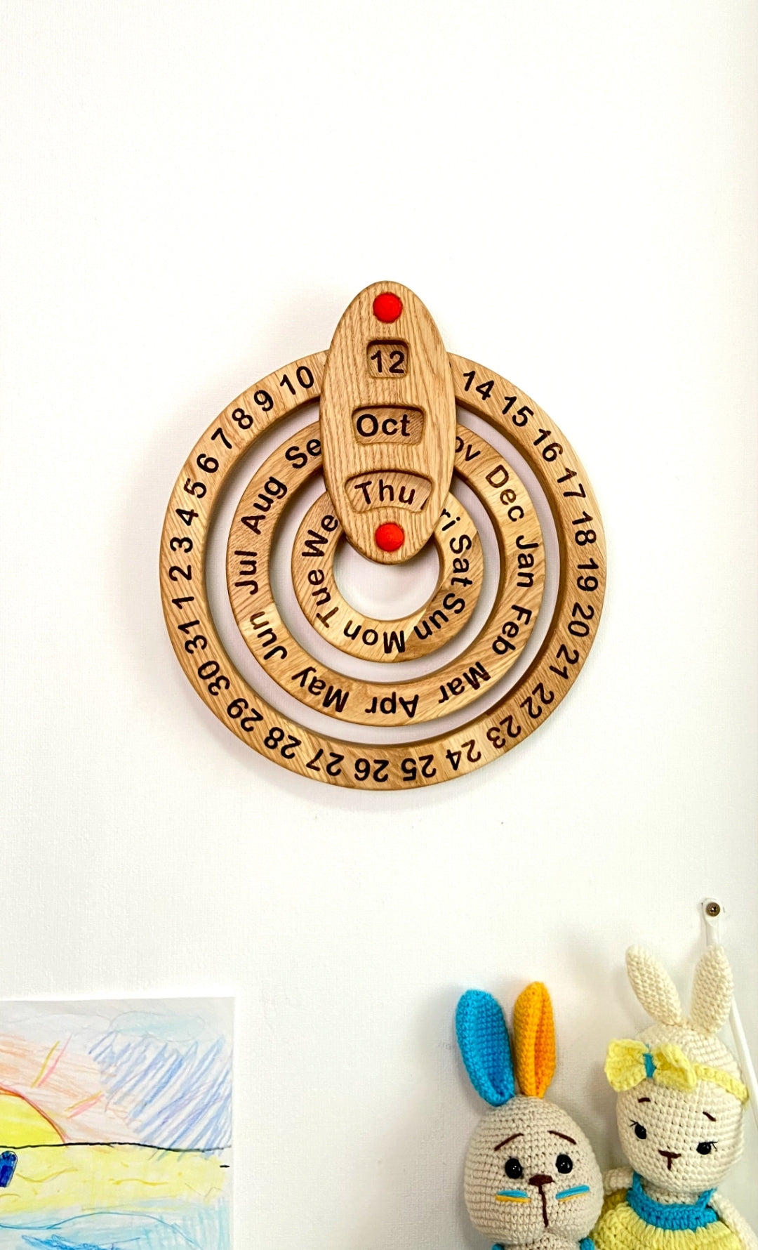Wooden perpetual Calendar, wall Calendar gift for kids