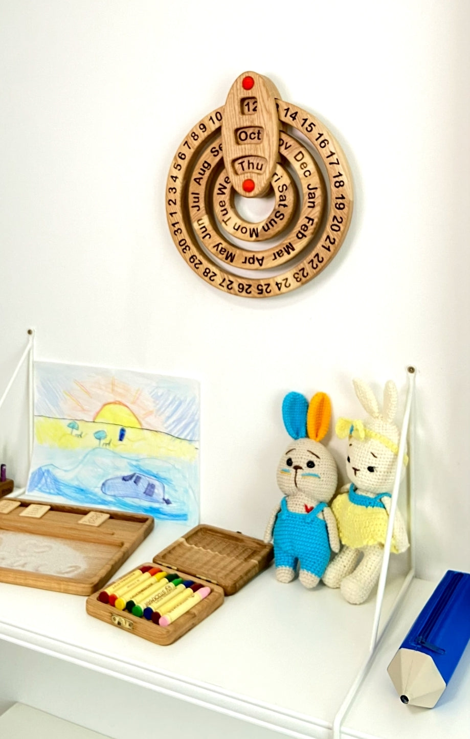 Wooden perpetual Calendar, wall Calendar gift for kids