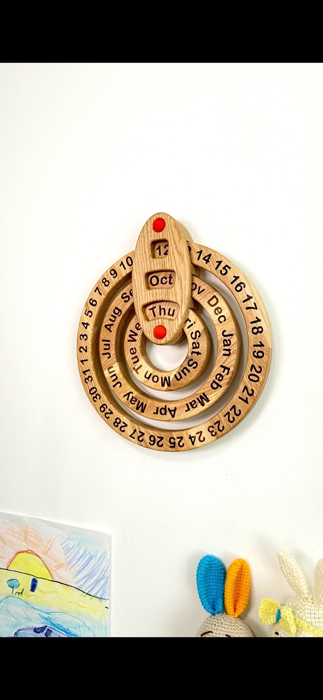 Wooden perpetual Calendar, wall Calendar gift for kids