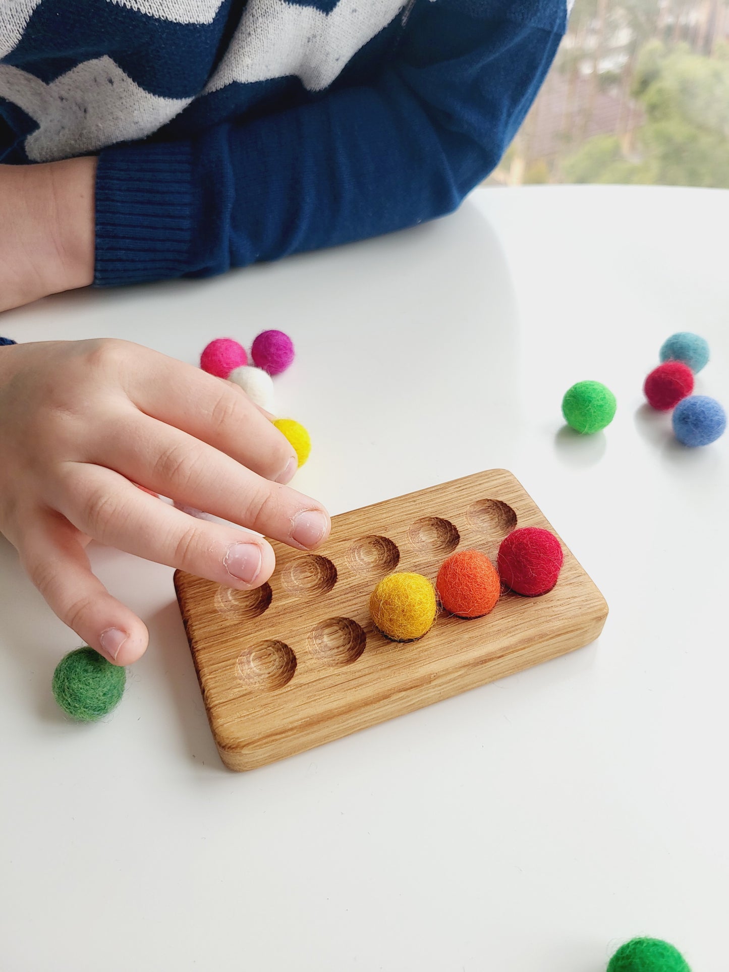 Ten frame with felt balls