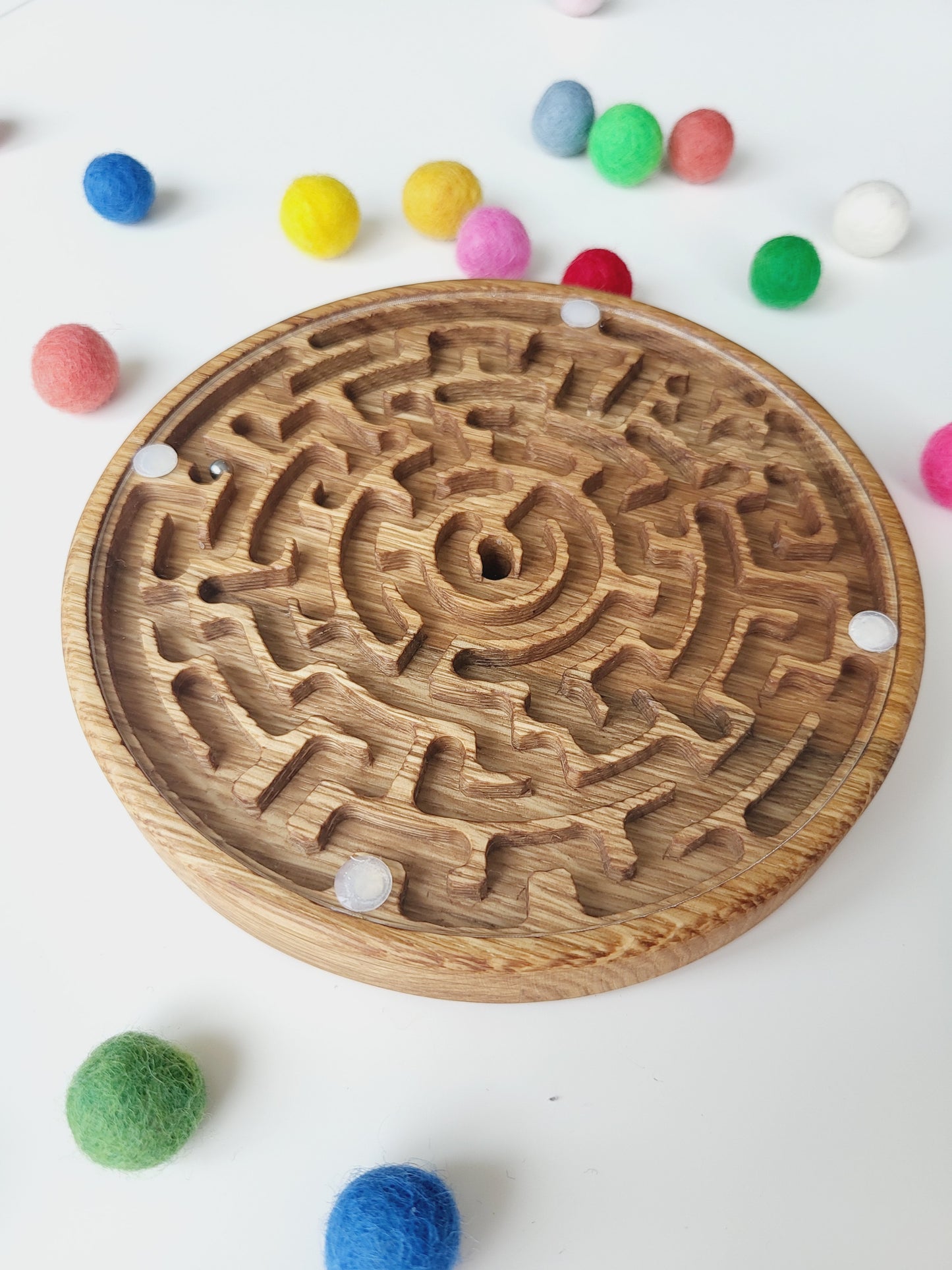 Double-sided wooden labyrinth game, maze
