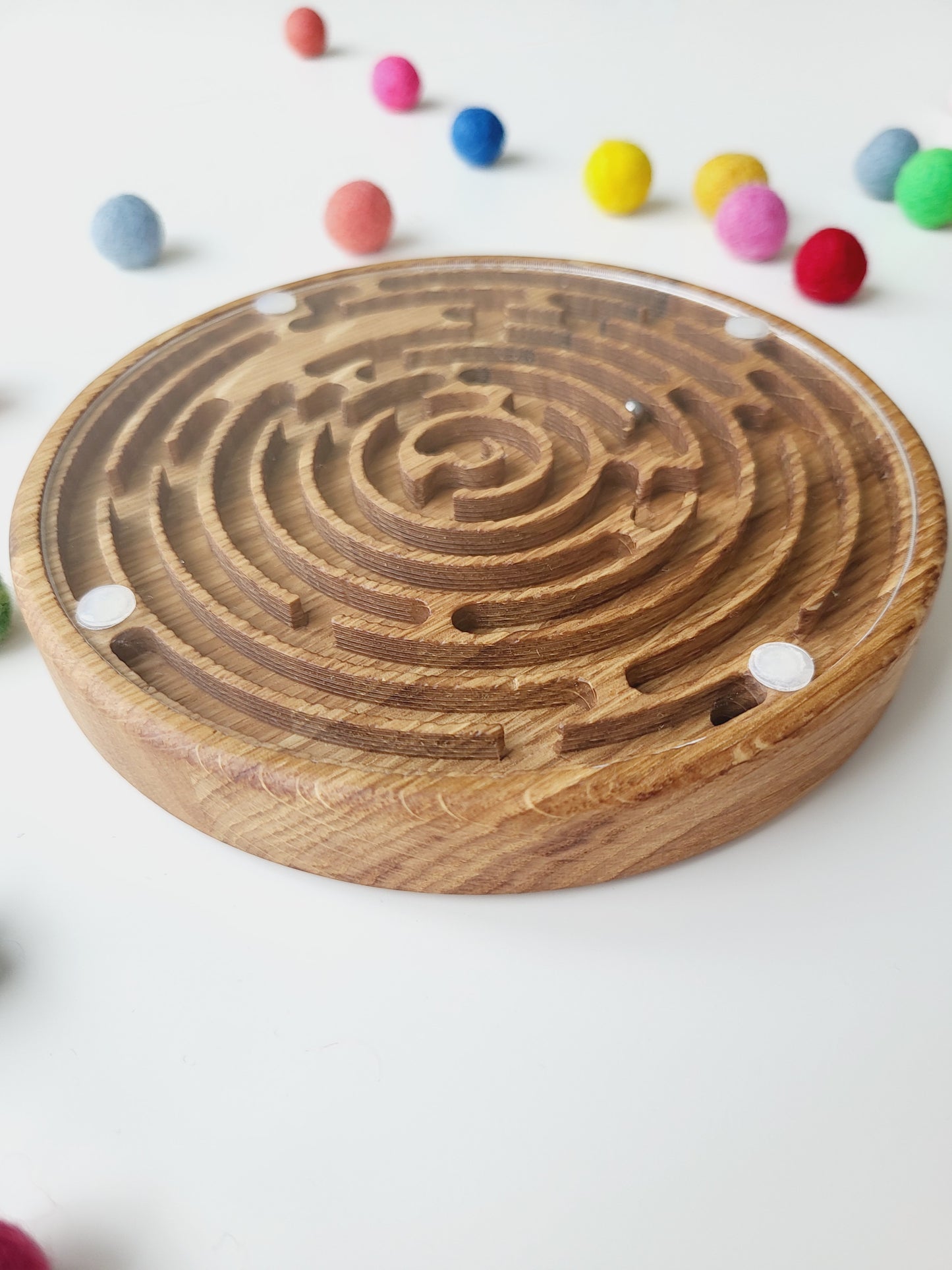 Double-sided wooden labyrinth game, maze