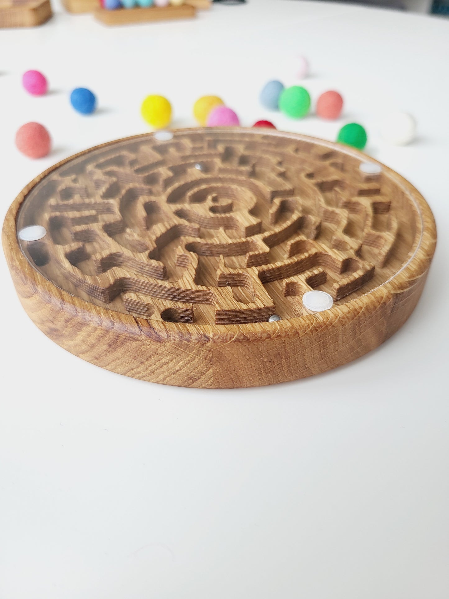 Double-sided wooden labyrinth game, maze