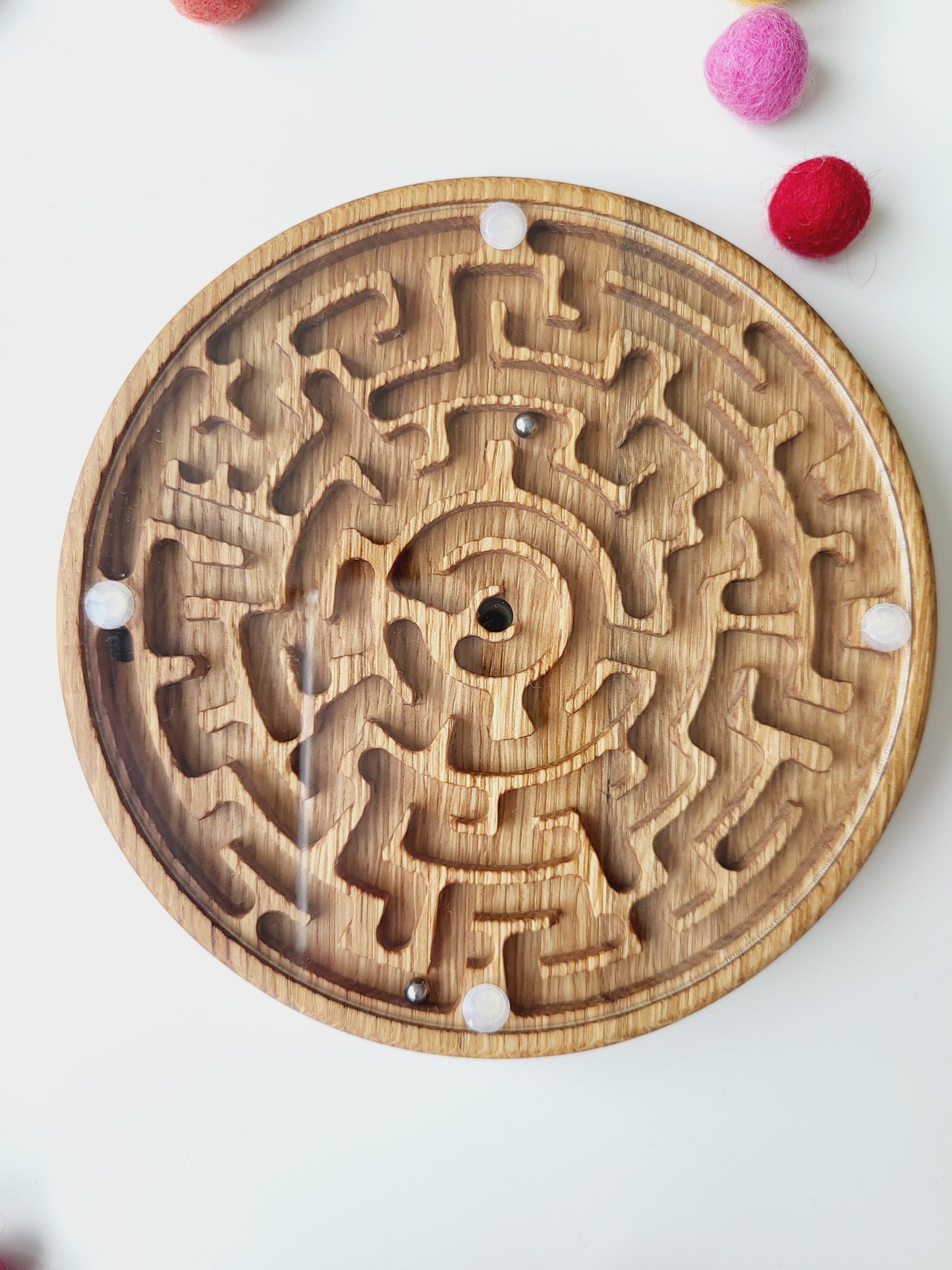 Double-sided wooden labyrinth game, maze