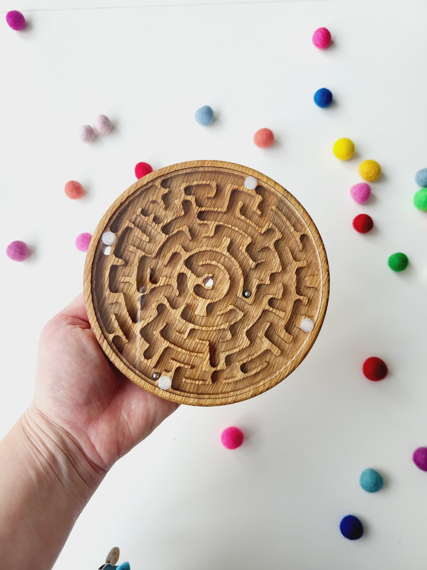 Double-sided wooden labyrinth game, maze