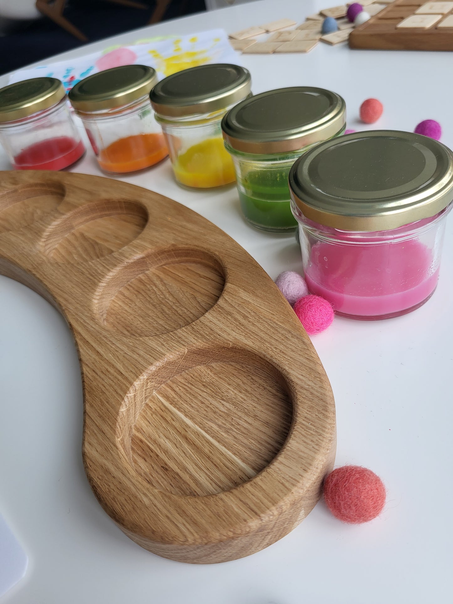 Waldorf Paint jar holder ark shaped for 5 big jars