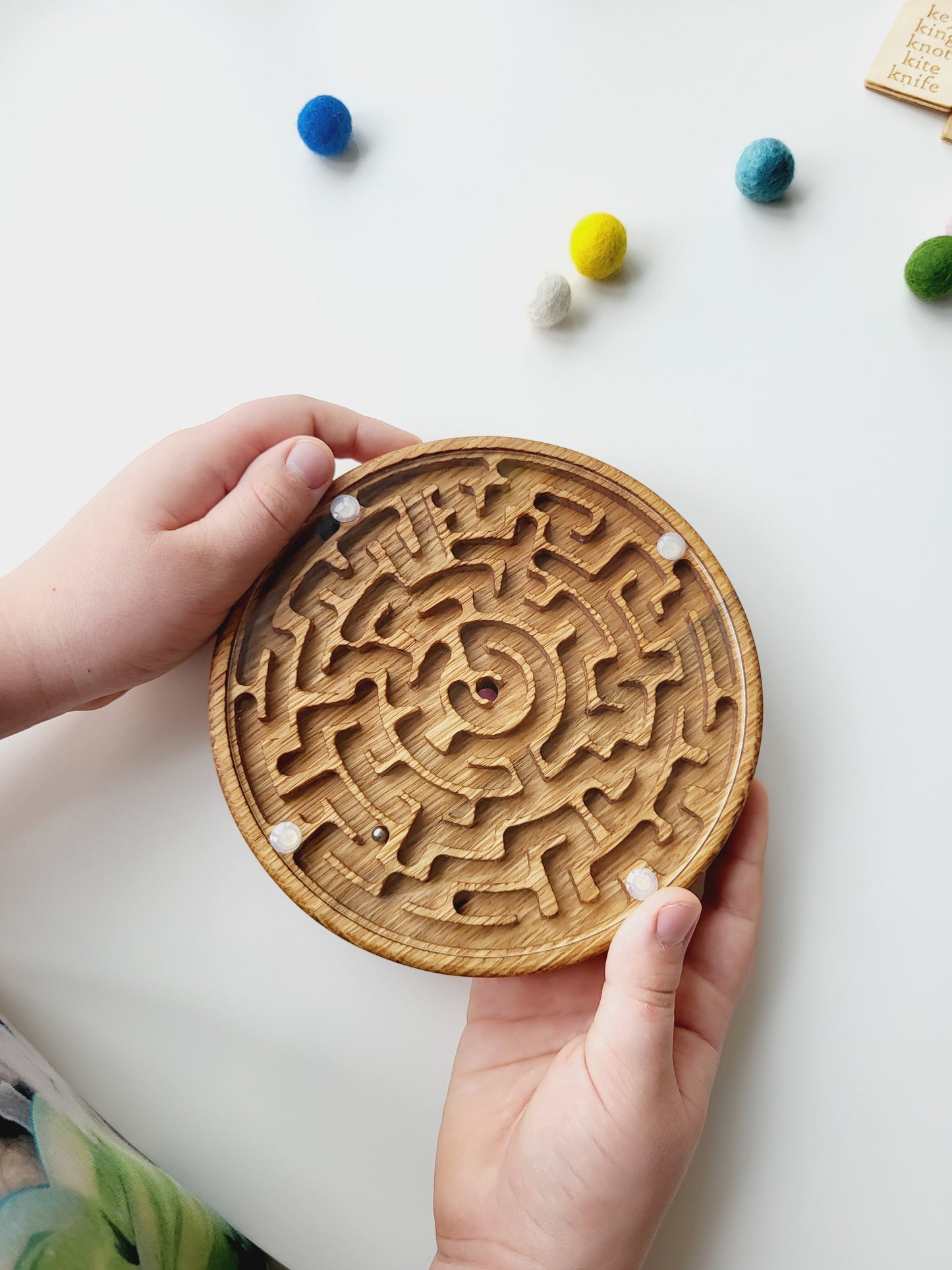 Double-sided wooden labyrinth game, maze