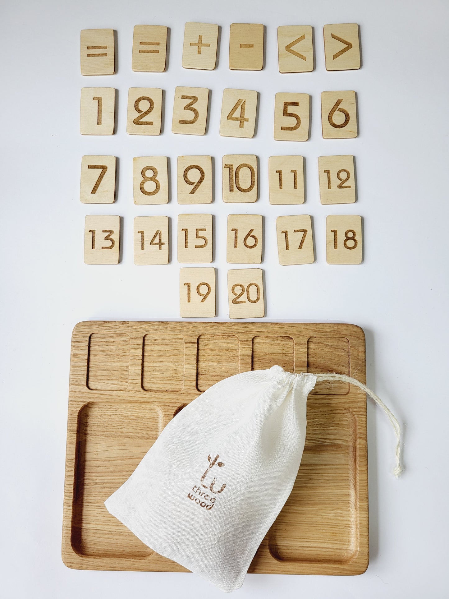 Math board 1-20 with trays and pink felt balls