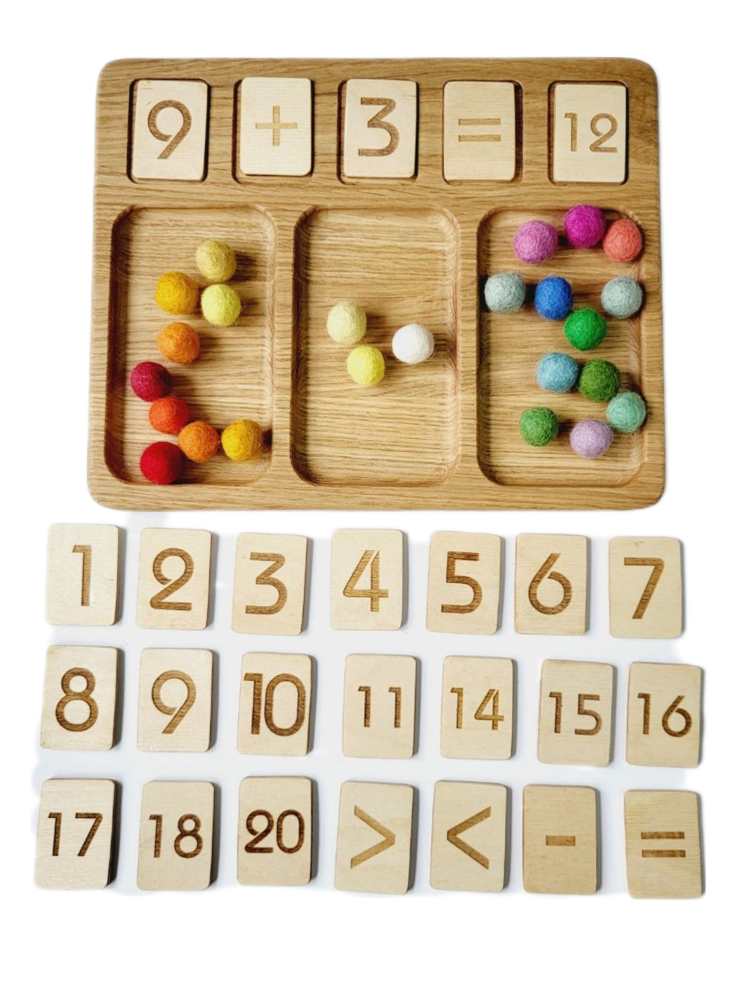 Math Board 1-20 with Trays & Rainbow Felt Balls | Educational Math Tools for Kids