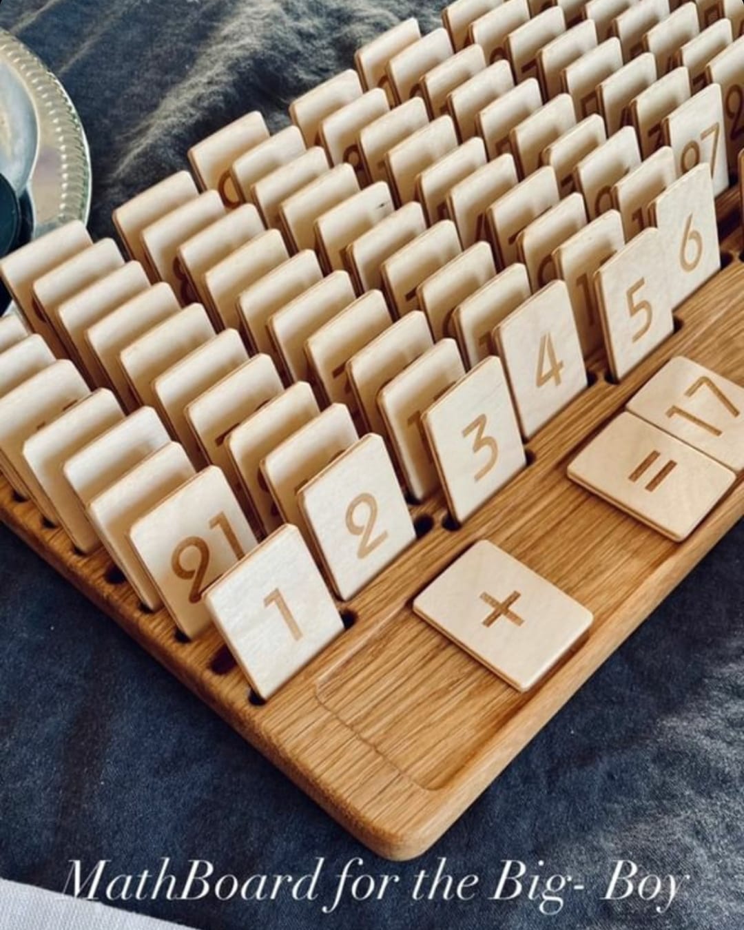 Montessori board with hundred cards 1-100 for learning numbers and counting
